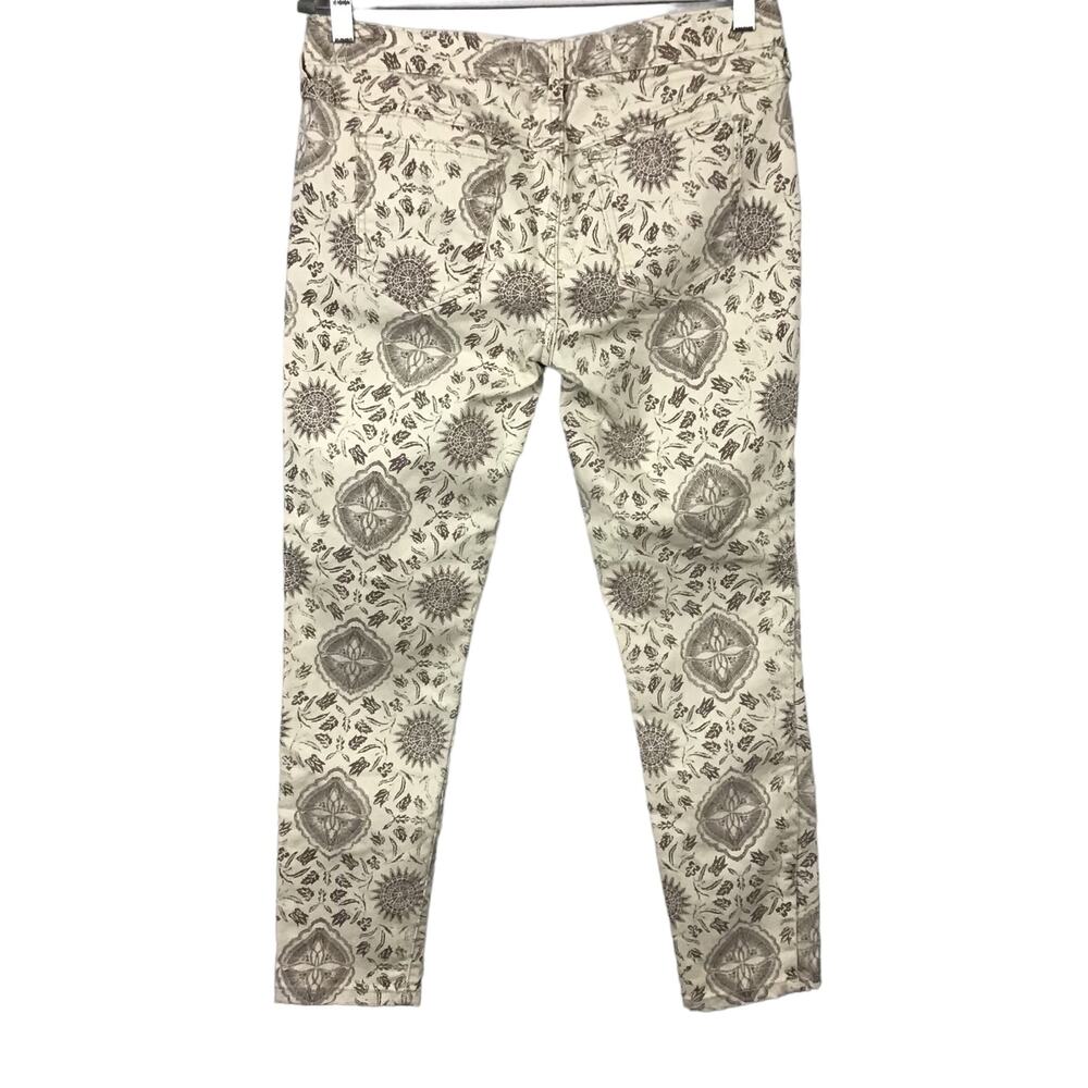 FREE PEOPLE Slim Ankle Crop Jeans Moroccan Mediallion Print Cream Brown 28 Boho - Picture 2 of 7